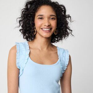 J Crew Ruched-Strap Tank Top 2X Ocean Blue